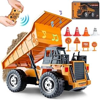 Dump Truck Toy Construction Vehicle – 1/20 Remote Control Truck Tractor with Articulated Buckets for Indoor & Outdoor Play, Kids Engineering Beginners Toy Car for Ages 3+ Boys and Girls