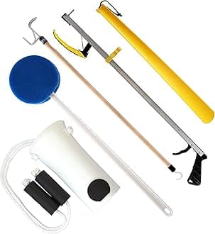 RMS 5-Piece Hip Kit with 26” Reacher, Sock Aid, Dressing Stick, Bath Sponge & Shoe Horn Long-Term Orthopedic Daily Living Aids for Chronic Hip, Knee & Mobility Limitations