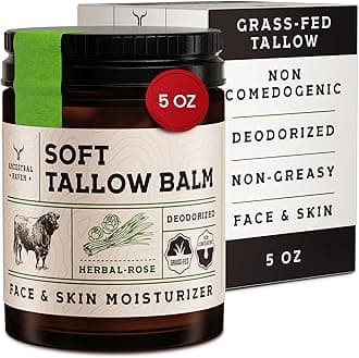 Ancestral Haven Beef Tallow for Skin - Tallow And Herbal Balm For Face - Gift Ready Box - Tallow Face Moisturizer - Tallow Balm - Grass Fed Tallow Face Cream Lotion (5.0 Oz, Herbal-Rose)
