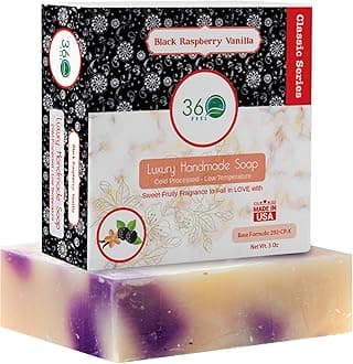 Black Raspberry Soap - Made in The USA - Castile Handmade, All-Natural Cold-Processed - Infused with Black Raspberry for an Uplifting Aroma, Moisturizing Care & Creamy Rich Lather (5 oz)