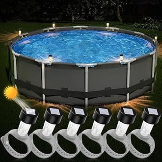 Nalacal 6 Pack Solar Pool Lights For Framed Above Ground Pools, Waterproof Swimming Accessories Night Lights, Outdoor Fence Decoration Led Light - Warm White