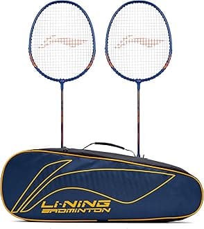 Li-Ning XP 303 Pro Aluminium Strung Badminton Racket (2xrackets + 1 Kit Bag, Navy/Red)