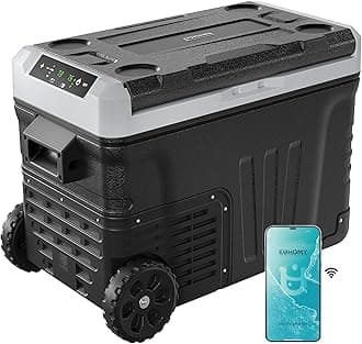 12 Volt Refrigerator, 35QT(33L) Dual Zone Electric Cooler, Portable Freezer 12V/24V DC 110-240V AC, 12V Fridge -4℉~68℉, 12V Cooler with Wheels & Basket for Travel, Truck, Camping, Boat