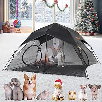 Tent Pop Up Cat Tent, Portable Lightweight Cat Playpen with 3 Holes, Indoor Outdoor Pet Enclosure w/Carry Bag, Foldable Interactive Cat Play House for Cats Kittens（Patented