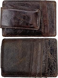 Money Clip RFID Front Pocket Wallet Men Leather Slim Minimalist Wallet