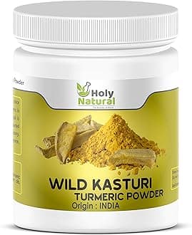 Holy Natural Wild Kasturi Turmeric Powder 100gm | Kasturi Manjal, Jangli Haldi, Curcuma Aromatica Powder | For face and skin | For Glowing Skin, Reduces acne & Facial hair