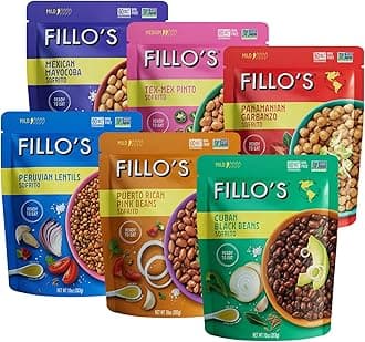 Fillo's Ready to Eat Beans & Lentils Variety Pack | Black Beans, Lentils, Pinto Beans, Mayocoba Beans | Gluten-Free, Preservative-Free, Microwavable Meals, Non-GMO, Vegan, Plant Protein, 10 oz Pk of 6