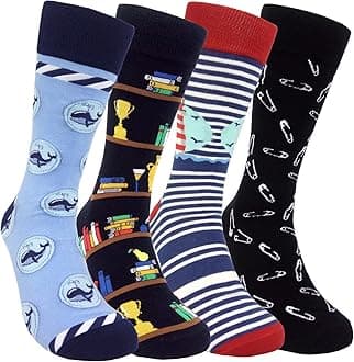 Mens Fun Patterned Dress Socks Funny Novelty Crazy Design Cotton Socks Gift for Men