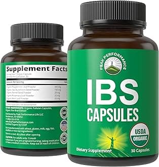 USDA Organic IBS Capsules for Relief, Ingestion, Bloating, Gas - Irritable Bowel Supplement with 5 Handpicked Organic Ingredients - Peppermint Oil, Sea Buckthorn, Fennel Seed, Rosemary Leaf, Basil