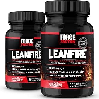 LeanFire, 2-Pack, Pre Workout Energy Pills with Green Tea Extract and Caffeine to Increase Energy, Build Lean Muscle, Improve Athletic Performance, and Enhance Focus, 60 Capsules