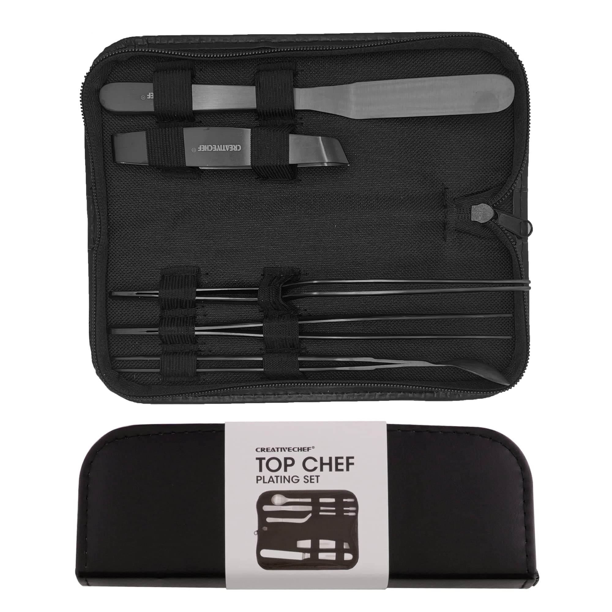 Professional Chef Plating Kit, 5 Piece Culinary Plating Set, Silver, Stainless Steel (5 Piece, Silver) (Black)