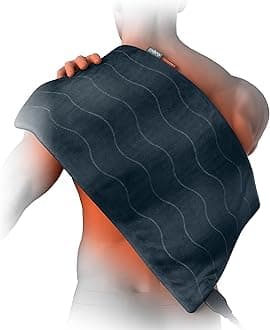 Pure Enrichment PureRelief Pro Far Infrared XL Heating Pad - Muscle Relief for Back, Neck, Shoulder, & Knee Pain in Athletes, 4 Heat Settings, Dry/Moist Heat, 12” x 24” Extra-Long Size (Iron Gray)