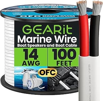 GEARit 14 Gauge Marine Wire, 14/2 AWG (100ft) Marine Grade Tinned Copper Oxygen Free, Duplex 2-Conductor Insulated Red & Black Electrical Cable for Boat, Automotive, RV, Camper, Trailer