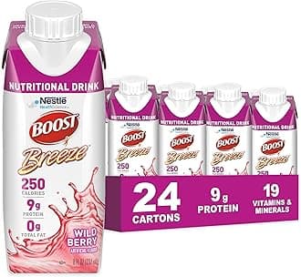 Breeze Clear Nutritional Drink - 250 Calories - 19 Vitamins & Minerals - 9 g Protein – Fortified with Vitamin A & Zinc - Wild Berry Flavor - 8 fl oz (Pack of 24)