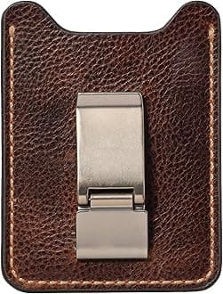 House of Jack Co. Wyatt Money Clip Wallet for Men, Slim Front Pocket Leather Card Holder, Ideal Gift For Men, Minimalist Full Grain Cowhide Wallet, Brown