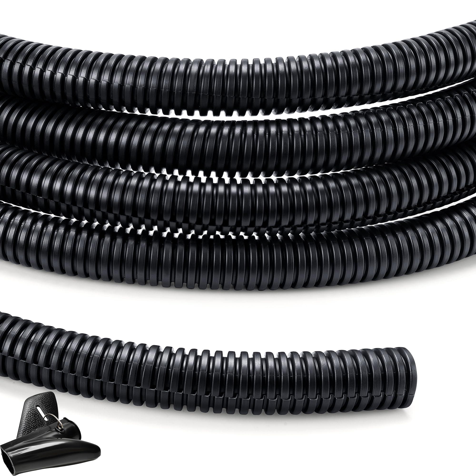 Wire Loom 1/2 inch 10ft, YCLYC Split Loom, Cord Protectors from Pets, Wire Protector Tubing, Flexible Wire Conduit, Electrical Cord Cover for Automotive, Black