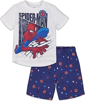 Marvel Spiderman Toddler Boys T-Shirt and French Terry Shorts Set White 4T