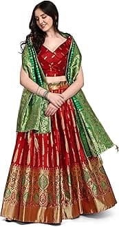 PURVAJA Women's Jacquard Semi-Stitched Lehenga choli