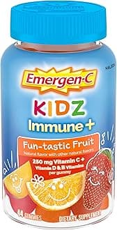 Kidz Vitamin C Immune Support Gummies Fun-Tastic Fruit 44CT includes Zinc, Manganese, B Vitamins and Vitamin D for Back to School Essentials