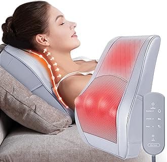 Boriwat Neck and Shoulder Massager with Heat, Shiatsu Massage Pillow for Neck, Back, Shoulder, Legs, Foot, Body Stress Relief, at Home, Office, Car, Gift for Mom & Dad