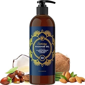 Luxurious Vanilla Massage Oil for Couples - Easy Glide Non Greasy Sweet Vanilla Sensual Massage Oils for Date Night with Silky Smooth Sweet Almond Oil Coconut and Jojoba - Vegan Non GMO & Gluten Free