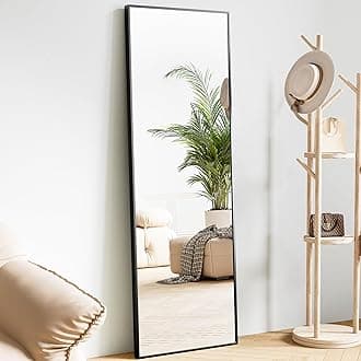 Sweetcrispy 59"x16" Full Length Mirror, Standing or Leaning Full Body Mirror with Aluminum Alloy Thin Frame, Suitable for Bedroom or Cloakroom,Black
