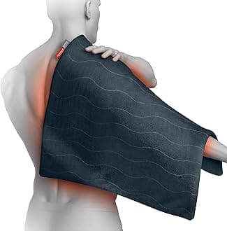 PureRelief Pro Far Infrared Ultra-Wide Heating Pad - Muscle Relief for Back, Neck, Shoulder, & Knee Pain in Athletes, 4 Heat Settings, Dry/Moist Heat, 20” x 24” Wide Size (Iron Gray)