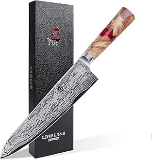 TUO Chef Knife - 8 inch Kitchen Cooking Knives AUS-10 Damascus High Carbon Steel Knife - 45 Layers - Hand Forged Resin Handle with Gift Box