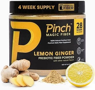 - Magic Sugar Free Fiber Powder – Light Lemon Ginger Psyllium Husk with Bromelain & Vitamins C & D – Vegan, Gluten-Free, Clean Label, USA-Made, GMP-Certified – 28-Day Supply