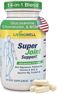 Glucosamine Chondroitin & MSM for Bone & Muscle Health - Joint Supplement for Men & Women with Vitamin D, B12, Magnesium, Potassium & Calcium - All in One Support - 90 Capsules