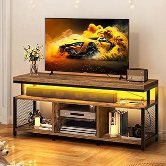 YITAHOME TV Stands for Living Room, Entertainment Center with Storage,TV Stand for 50/48 inch TV, LED TV Stand with Power Outlets, Industrial TV Console Cabinet, Retro Brown