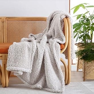 Ultra Soft Cozy Sherpa Throw Blanket, 2 Tones Ombre Light Brown Pattern Reversible, Light Weight Warm Decorative Boho Style Throw Blanket Cover for Sofa, Couch, Bedroom,Travel, 60”x80”