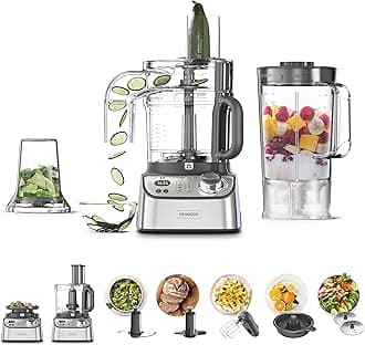 Kenwood Food Processor 1000W With Blender, Grinder Mill, Dual Metal Whisk, Dough Maker, CitrUS Juicer, Express Serve/Salad Kitchen Scale/Weighing Tray Fdm71.690Ss Silver
