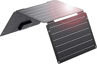 30W Solar Panel Charger with Fast Charging USB-A, USB-C and DC Ports, IP68 Waterproof, Portable Folding Solar Charger Compatible with iPhone, iPad, Samsung, LG, Power Banks, Power Station