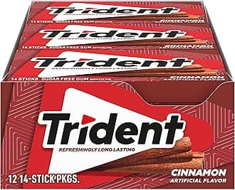 Trident Cinnamon Sugar Free Gum, 12 Packs of 14 Pieces (168 Total Pieces)