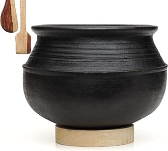 Craftsman India Online Deep Burned Clay Rice Handi/Earthen/Mud/Mitti Pot for Cooking and serving 3 Liter