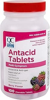 Quality Choice, Antacid & Anti-Gas Tablets, Multi-Symptom Relief of Heartburn, Gas Pressure, Bloating & Discomfort, Acid Indigestion, Berry Flavored Chewable Tablets in 100 Count Bottles (1)