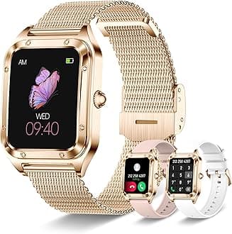 Women's Slim Smartwatch (Answer/Make Calls) HD 1.59'' Fitness Tracker with Heart Rate/Blood Oxygen/Sleep Monitor, Waterproof Smart Watch with 3 Straps (Rose Gold)