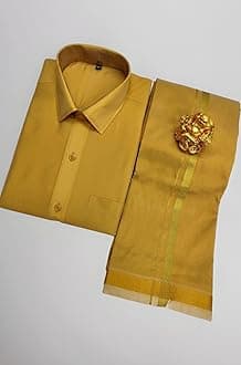 Men's Fashion Art Silk Shirt And Dhotis Combo - Full Sleeve