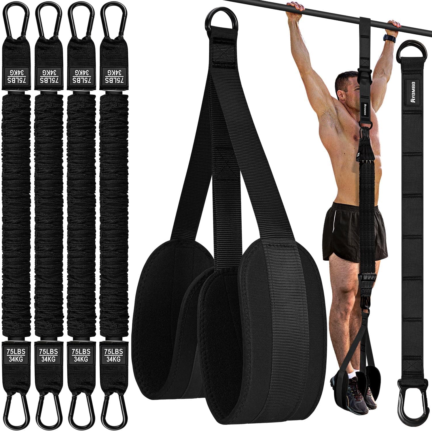 Pull Up Assistance Bands, Resistance Bands for Pull Up Bar Workout, Adjustable Heavy Duty Pull Up Assist Equipment with 4 Assistance Bands, Home Gym Fitness Exercise Strength Training