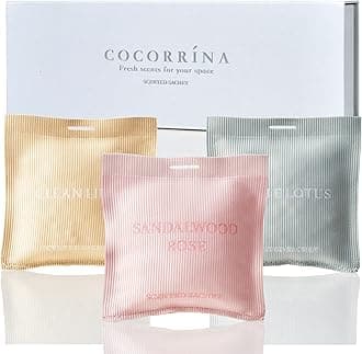 COCORRÍNA Scented Sachet - Set of 3 Sandalwood Rose/Clean Linen/White Lotus - Scented Sachet Bags, Car Air Freshener Scented Gift Sets for Car Drawer