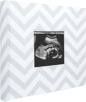 Pearhead Baby Photo Album for Baby Girl or Baby Boy, Gender-Neutral, Baby Memory Book Keepsake, Baby Shower, New and Expecting Parents, Gray Chevron