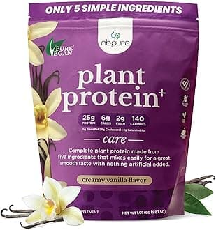 nbpure Vegan Pea Protein Powder, Vanilla – Lean Muscle + Hunger & Bloating Support for Women, Men, Kids – 25g Plant Protein Per Serving – No Artificial Sweeteners or Flavors, Gusset, 25 Servings