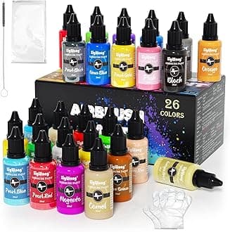 Airbrush Paint Set - 26 Colors Airbrush Paint, Ready to Spray, Water Based Acrylic Airbrush Paint Kit for Metal, Plastic Models, Leather - 0.7fl oz