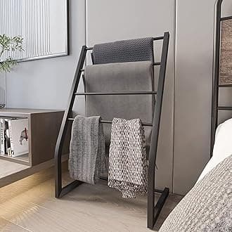 Honiter Towel Racks for Bathroom, Free Standing Towel Rack, 4 Tier Metal Towel Bar Stand for Bathroom, Blanket Ladder Holder, Drying and Display Rack for Oversized Bath Towel, Pool Towel Racks Outdoor