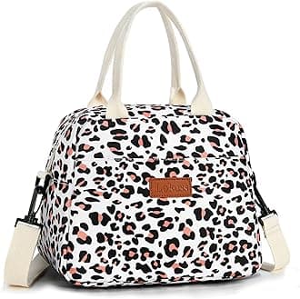 LOKASSLunch Box for Women-Insulated Adults Lunch Bag with Removable Shoulder Strap&Front Pocket，Cute Lunch Tote for Work-Reusable Leopard Print Cooler Bag for Office Picnic Beach or Travel
