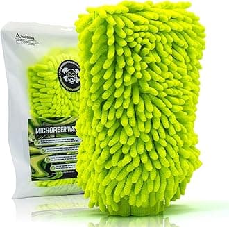 Microfiber Car Wash Mitt | Ultra-Soft Chenille | Car Wash Detailing | Dual Sided Sponge Glove | Scratch-Free | Auto Care Brush Mitt | Great for Cars, Trucks, Motorcycles & More