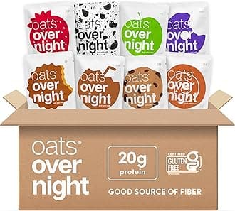 Oats Overnight Party Variety Pack - High Protein, High Fiber Breakfast Protein Shake - Gluten Free Oatmeal, Non GMO High Protein Oatmeal - Cookies & Cream, Coconut Cream Pie & More Flavors (24 Pack)