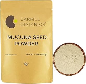 CARMEL ORGANICS Mucuna Pruriens Natural (White) Seeds Powder 8 Ounce or 0.5 Lb/227 Grams | Non GMO | Kosher | Kapikachhu Powder | No Added Preservative