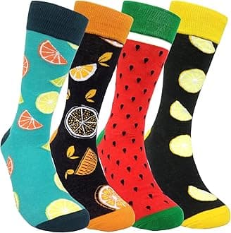 HSELL Mens Fun Patterned Dress Socks Funny Novelty Crazy Design Cotton Socks Gift for Men